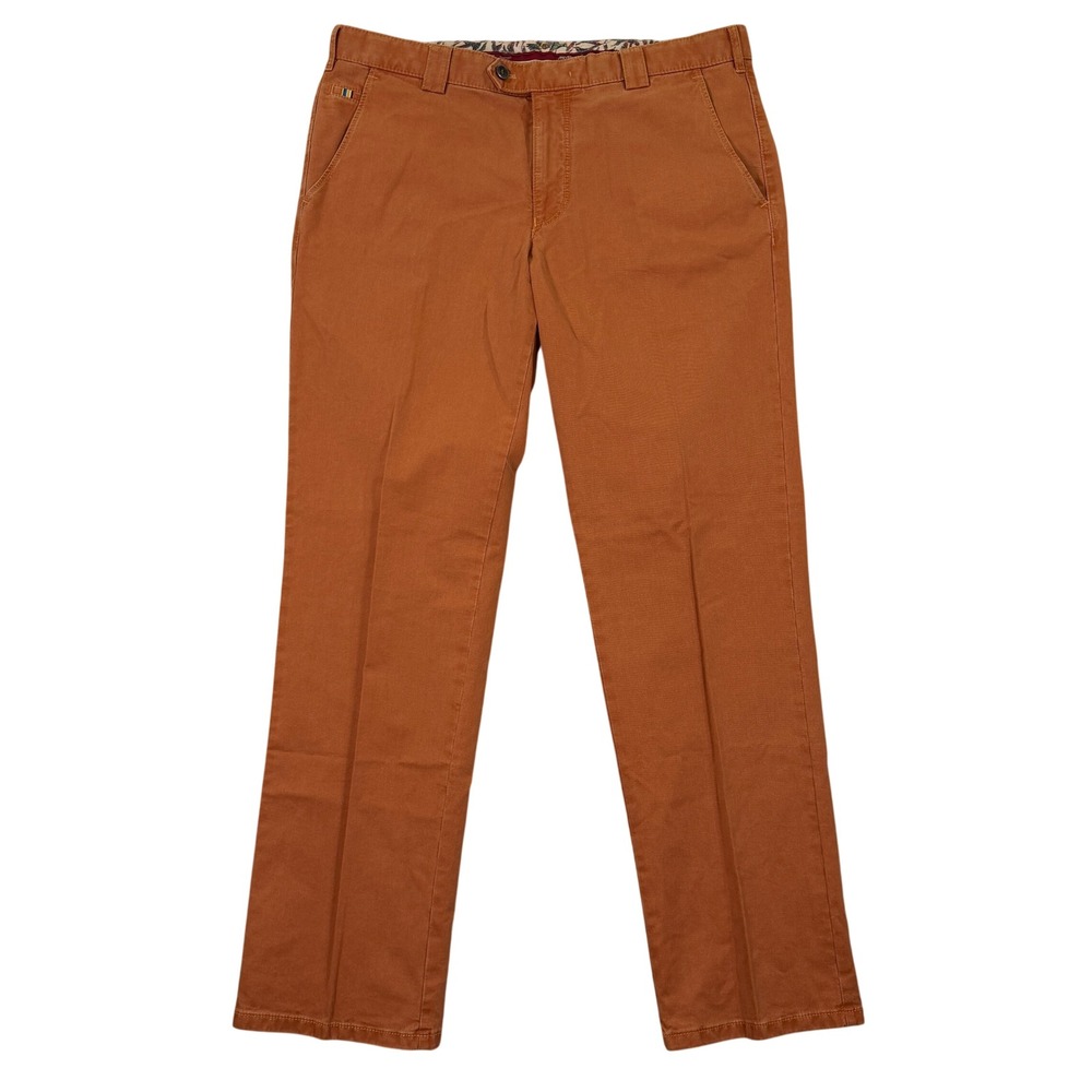 Meyer Mens 38x32 Chino Pants Meyer Roma Burnt Orange Bird Lining Stretch Casual